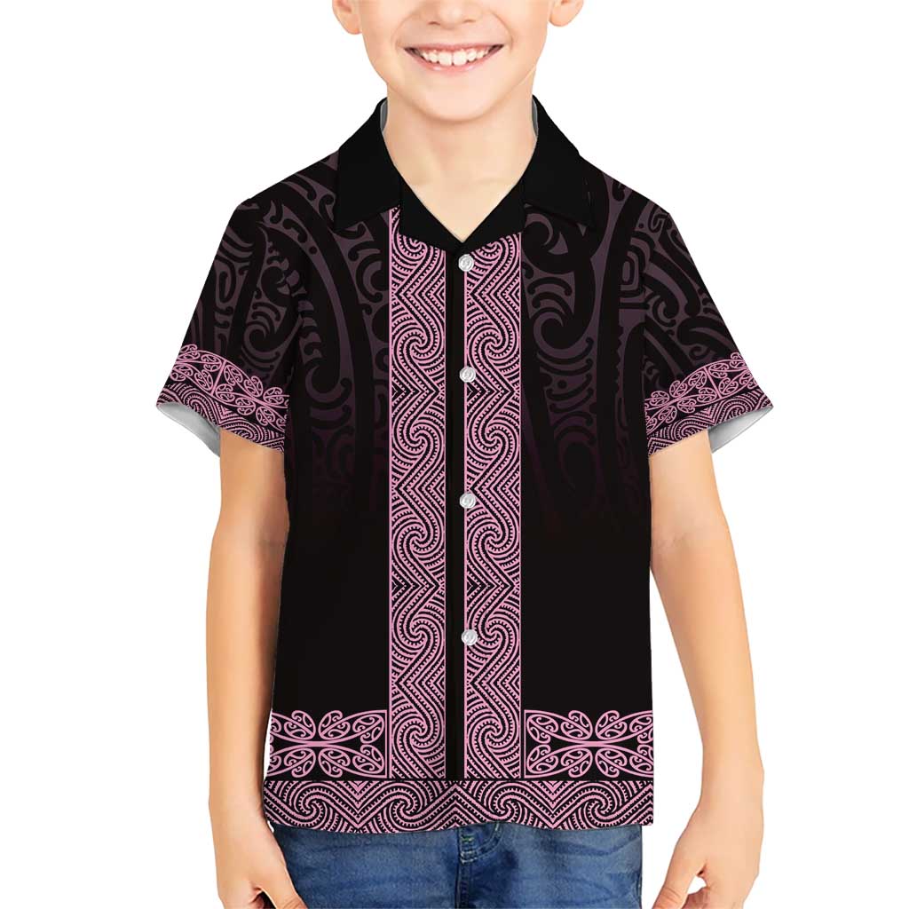 New Zealand Maori Kowhaiwhai Kid Hawaiian Shirt Mawhero Maui and Mangopare LT9 Kid Pink - Polynesian Pride