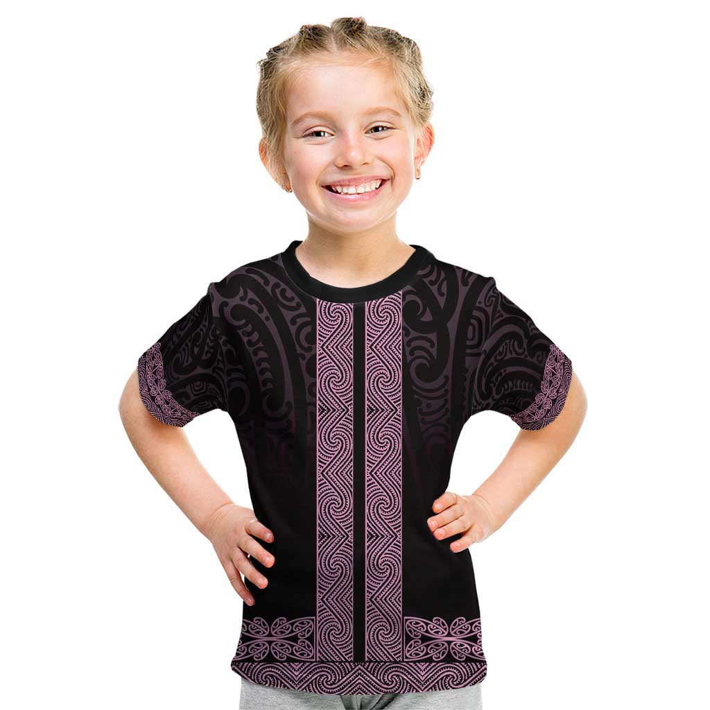 New Zealand Maori Kowhaiwhai Kid T Shirt Mawhero Maui and Mangopare LT9 Pink - Polynesian Pride