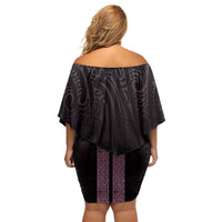 New Zealand Maori Kowhaiwhai Off Shoulder Short Dress Mawhero Maui and Mangopare