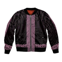New Zealand Maori Kowhaiwhai Sleeve Zip Bomber Jacket Mawhero Maui and Mangopare LT9 Unisex Pink - Polynesian Pride