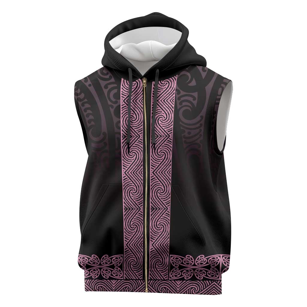 New Zealand Maori Kowhaiwhai Sleeveless Zip Hoodie Mawhero Maui and Mangopare - Polynesian Pride