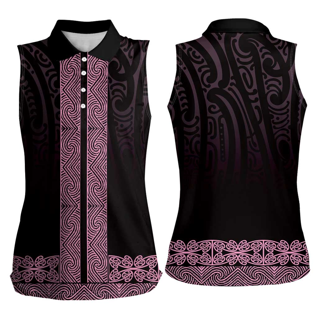 New Zealand Maori Kowhaiwhai Women Sleeveless Polo Shirt Mawhero Maui and Mangopare