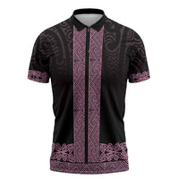 New Zealand Maori Kowhaiwhai Zipper Polo Shirt Mawhero Maui and Mangopare - Polynesian Pride
