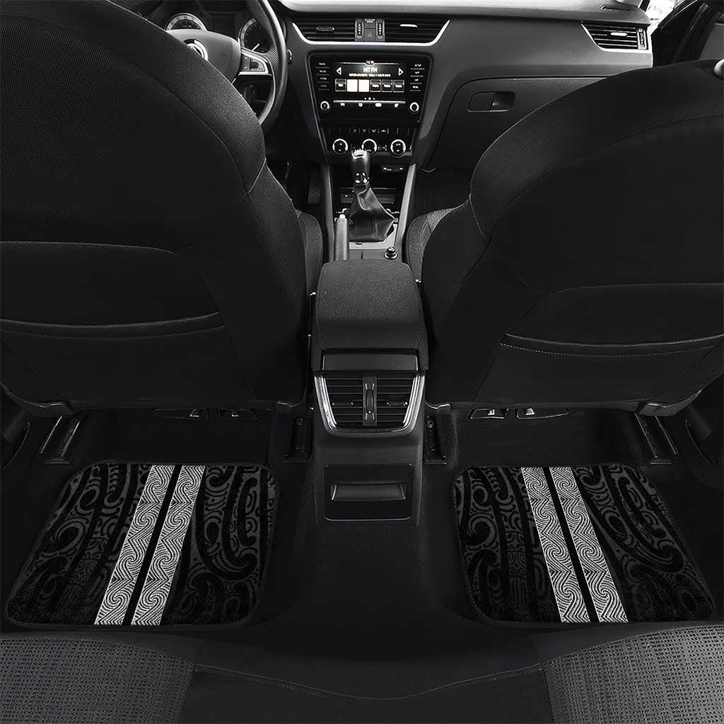 New Zealand Maori Kowhaiwhai Car Mats Pango Maui and Mangopare LT9 Set 2pcs - Back Black - Polynesian Pride