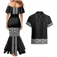 New Zealand Maori Kowhaiwhai Couples Matching Mermaid Dress and Hawaiian Shirt Pango Maui and Mangopare