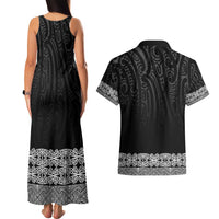 New Zealand Maori Kowhaiwhai Couples Matching Tank Maxi Dress and Hawaiian Shirt Pango Maui and Mangopare