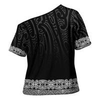 New Zealand Maori Kowhaiwhai Cross Shoulder Shirt Pango Maui and Mangopare - Polynesian Pride