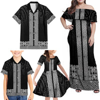 New Zealand Maori Kowhaiwhai Family Matching Off Shoulder Maxi Dress and Hawaiian Shirt Pango Maui and Mangopare