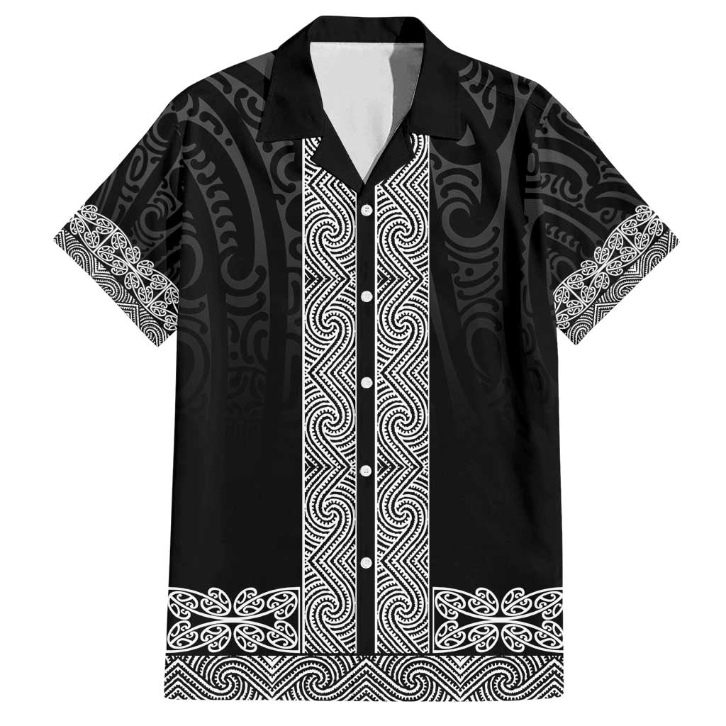 New Zealand Maori Kowhaiwhai Family Matching Puletasi and Hawaiian Shirt Pango Maui and Mangopare LT9 Dad's Shirt - Short Sleeve Black - Polynesian Pride