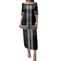 New Zealand Maori Kowhaiwhai Family Matching Puletasi and Hawaiian Shirt Pango Maui and Mangopare LT9 Mom's Dress Black - Polynesian Pride