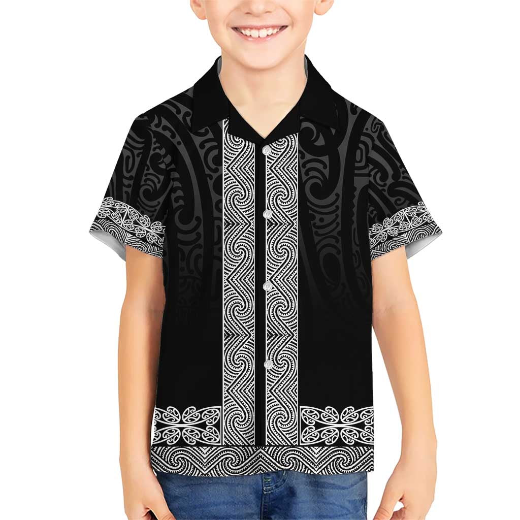 New Zealand Maori Kowhaiwhai Kid Hawaiian Shirt Pango Maui and Mangopare LT9 Kid Black - Polynesian Pride