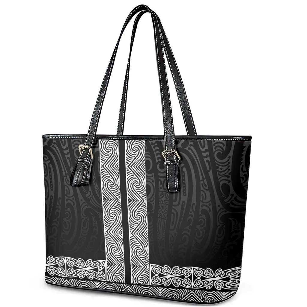 New Zealand Maori Kowhaiwhai Leather Tote Bag Pango Maui and Mangopare LT9 - Polynesian Pride