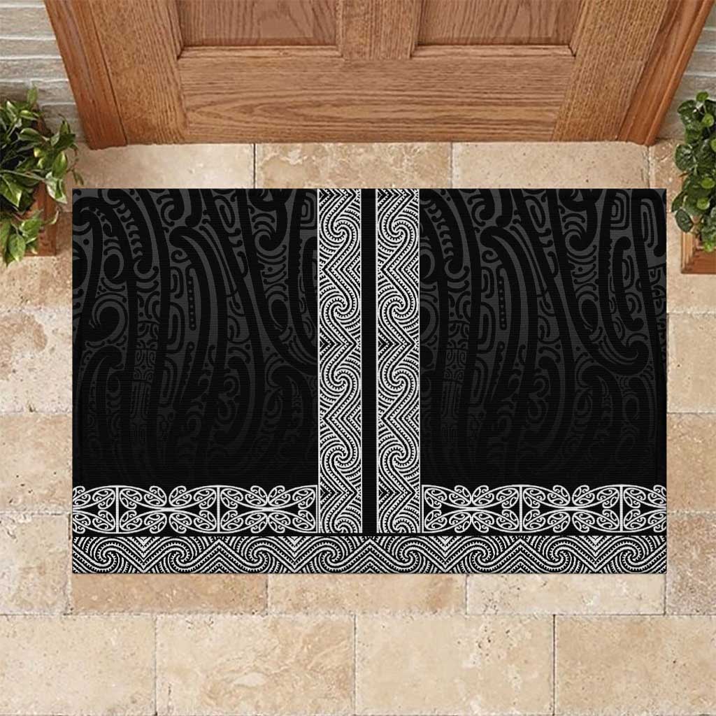New Zealand Maori Kowhaiwhai Rubber Doormat Pango Maui and Mangopare LT9 Black - Polynesian Pride