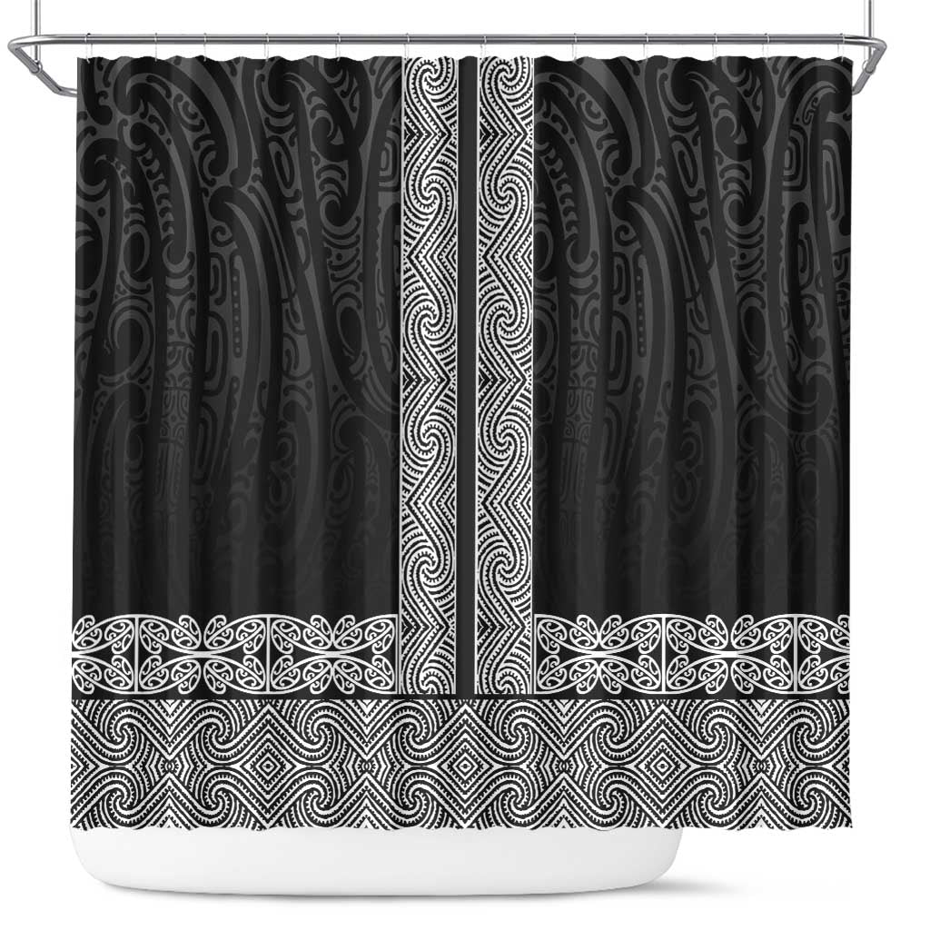New Zealand Maori Kowhaiwhai Shower Curtain Pango Maui and Mangopare
