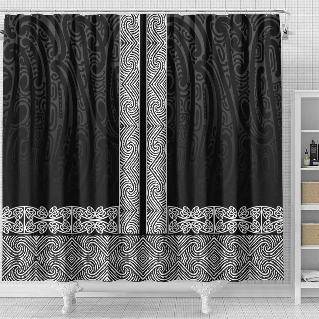 New Zealand Maori Kowhaiwhai Shower Curtain Pango Maui and Mangopare