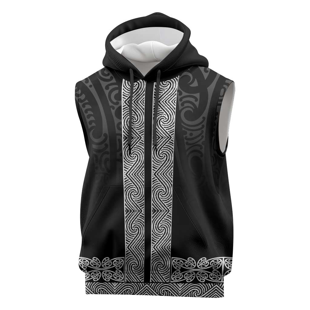 New Zealand Maori Kowhaiwhai Sleeveless Hoodie Pango Maui and Mangopare - Polynesian Pride