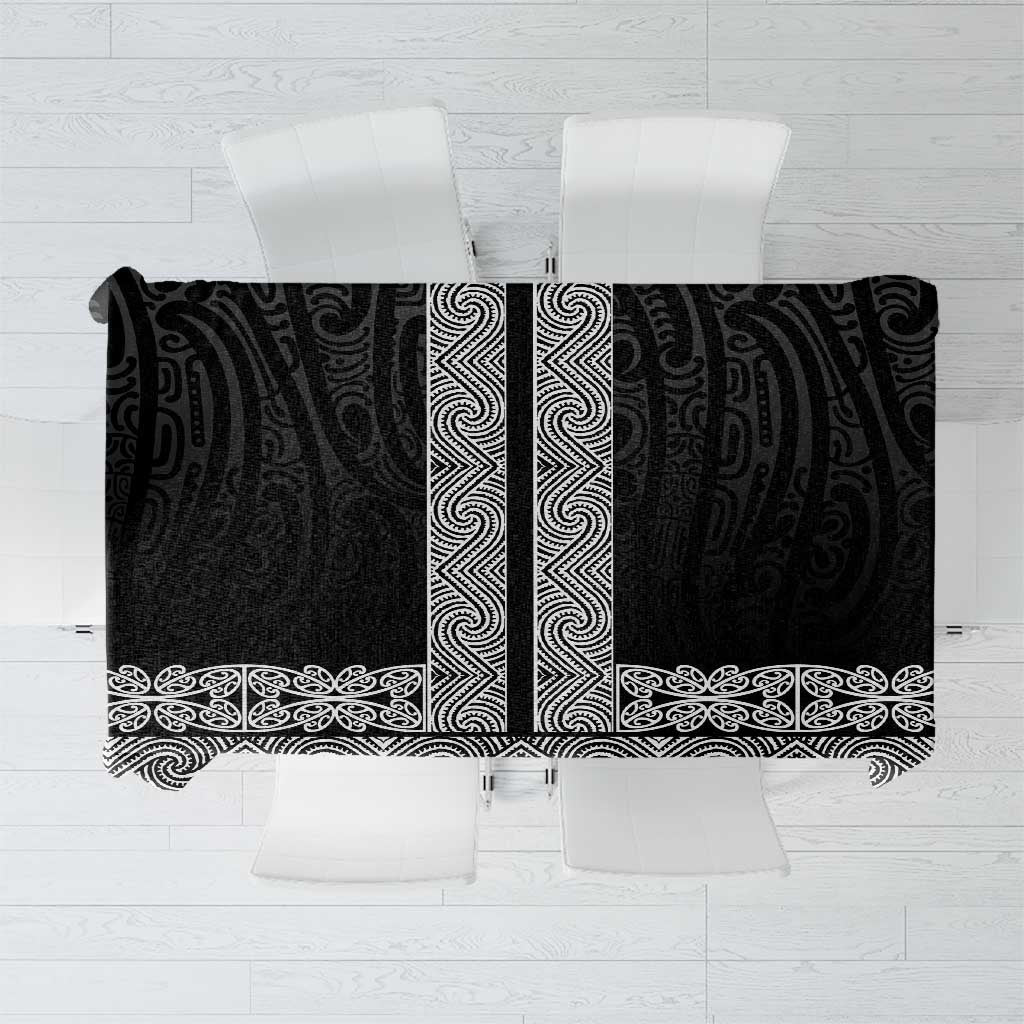 New Zealand Maori Kowhaiwhai Tablecloth Pango Maui and Mangopare LT9 Black - Polynesian Pride
