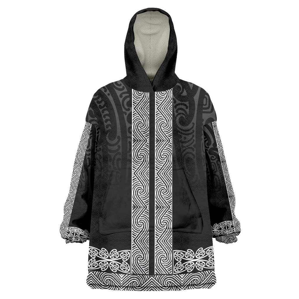 New Zealand Maori Kowhaiwhai Wearable Blanket Hoodie Pango Maui and Mangopare