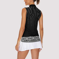 New Zealand Maori Kowhaiwhai Women Sleeveless Polo Shirt Pango Maui and Mangopare