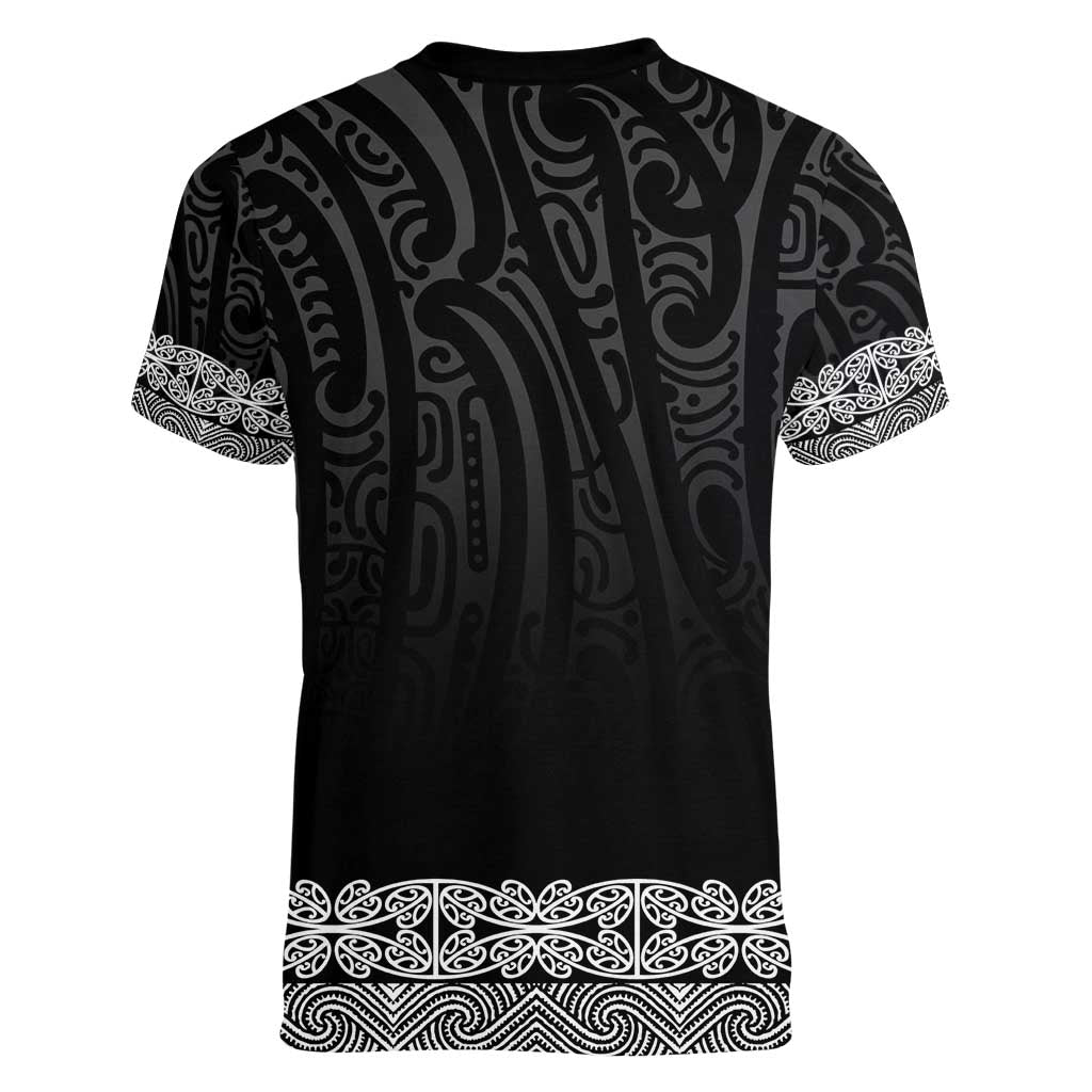 New Zealand Maori Kowhaiwhai Women V-Neck T-Shirt Pango Maui and Mangopare LT9 - Polynesian Pride