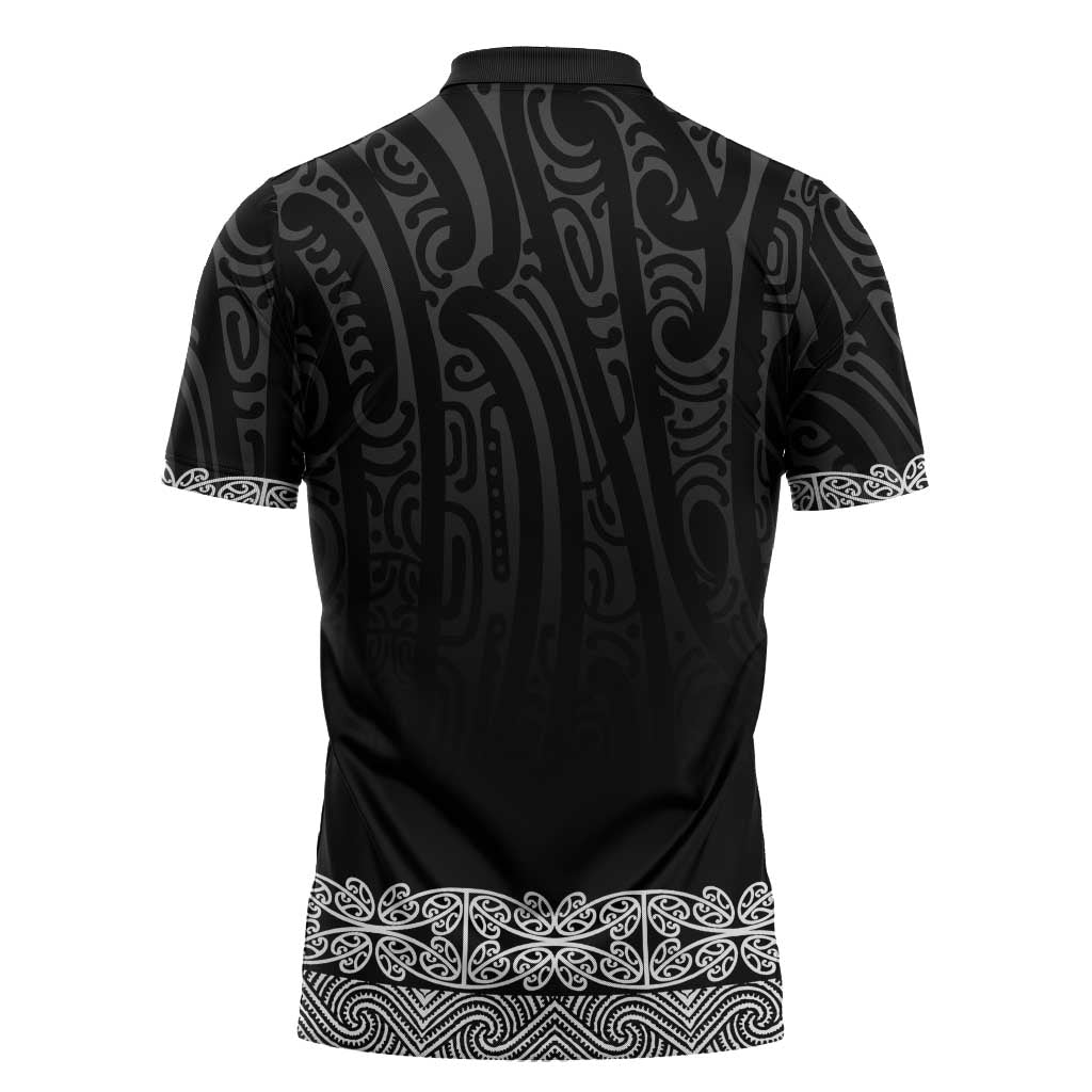 New Zealand Maori Kowhaiwhai Zipper Polo Shirt Pango Maui and Mangopare - Polynesian Pride