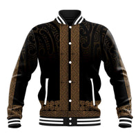 New Zealand Maori Kowhaiwhai Baseball Jacket Parauri Maui and Mangopare LT9 Unisex Brown - Polynesian Pride