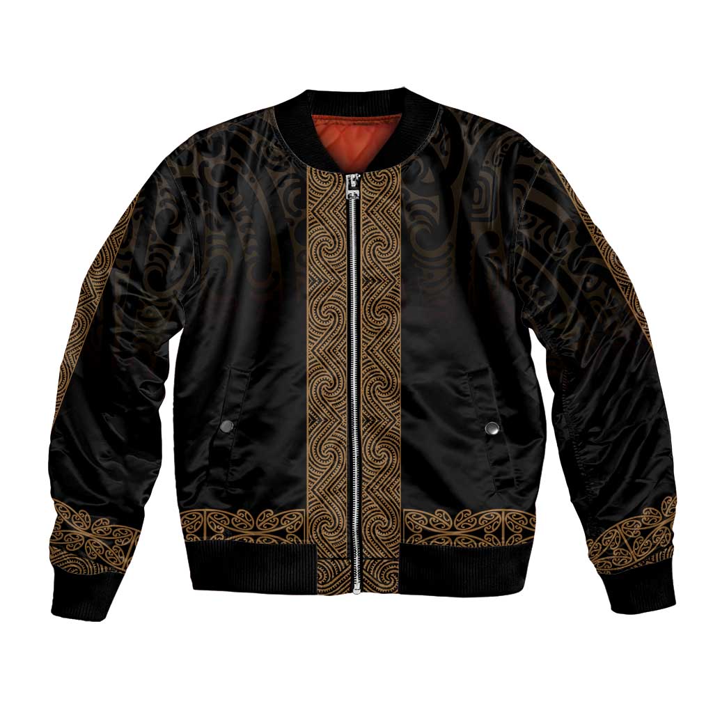 New Zealand Maori Kowhaiwhai Bomber Jacket Parauri Maui and Mangopare LT9 Unisex Brown - Polynesian Pride