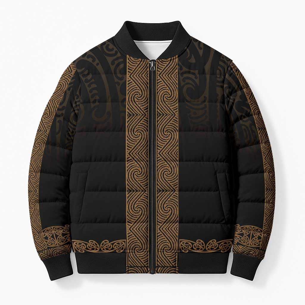 New Zealand Maori Kowhaiwhai Bomber Puffer Jacket Parauri Maui and Mangopare - Polynesian Pride