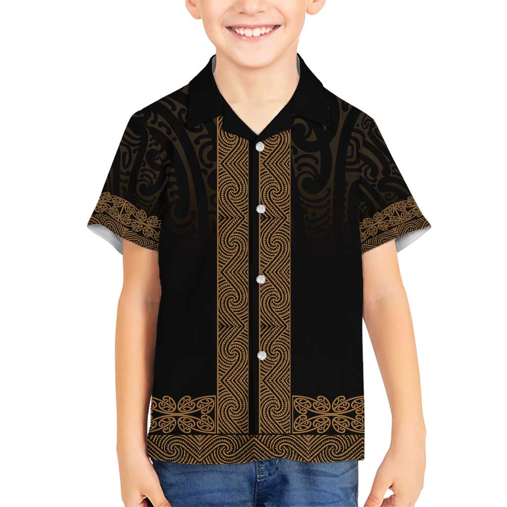 New Zealand Maori Kowhaiwhai Family Matching Puletasi and Hawaiian Shirt Parauri Maui and Mangopare LT9 Son's Shirt Brown - Polynesian Pride