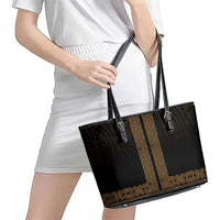 New Zealand Maori Kowhaiwhai Leather Tote Bag Parauri Maui and Mangopare LT9 - Polynesian Pride