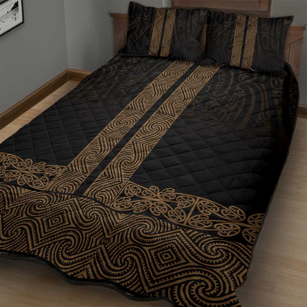 New Zealand Maori Kowhaiwhai Quilt Bed Set Parauri Maui and Mangopare