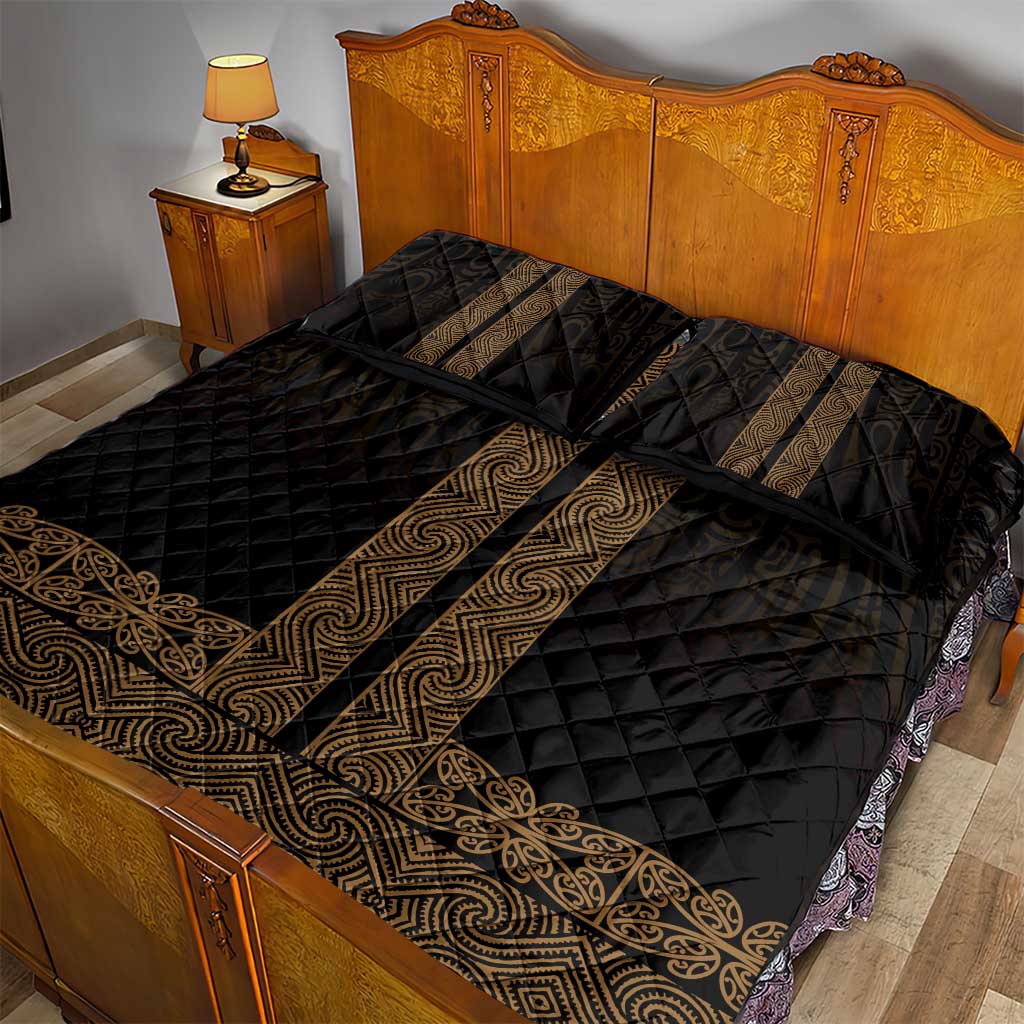 New Zealand Maori Kowhaiwhai Quilt Bed Set Parauri Maui and Mangopare