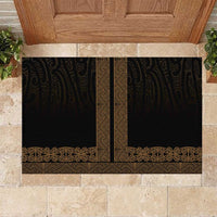 New Zealand Maori Kowhaiwhai Rubber Doormat Parauri Maui and Mangopare LT9 Brown - Polynesian Pride