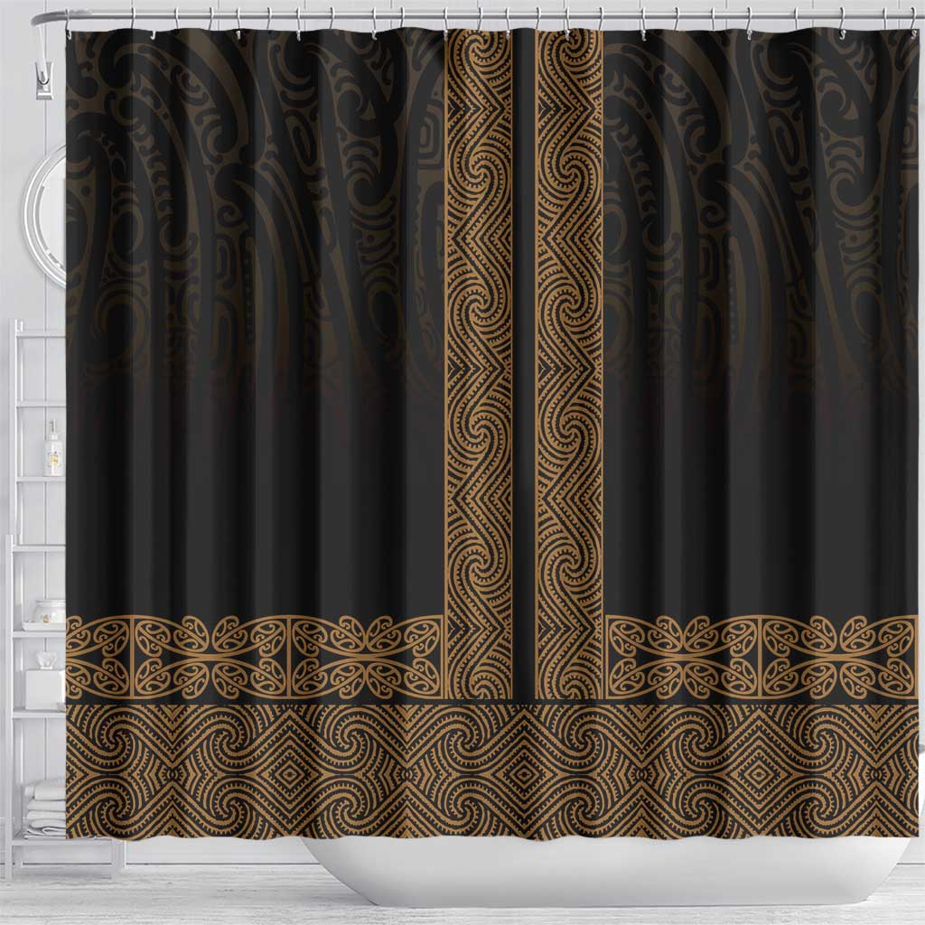 New Zealand Maori Kowhaiwhai Shower Curtain Parauri Maui and Mangopare