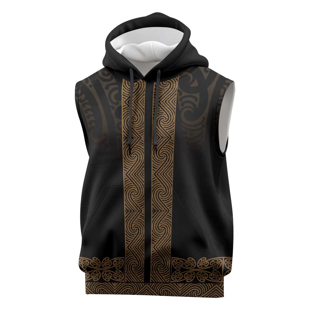 New Zealand Maori Kowhaiwhai Sleeveless Hoodie Parauri Maui and Mangopare - Polynesian Pride