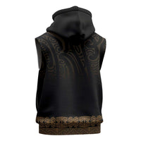 New Zealand Maori Kowhaiwhai Sleeveless Hoodie Parauri Maui and Mangopare - Polynesian Pride