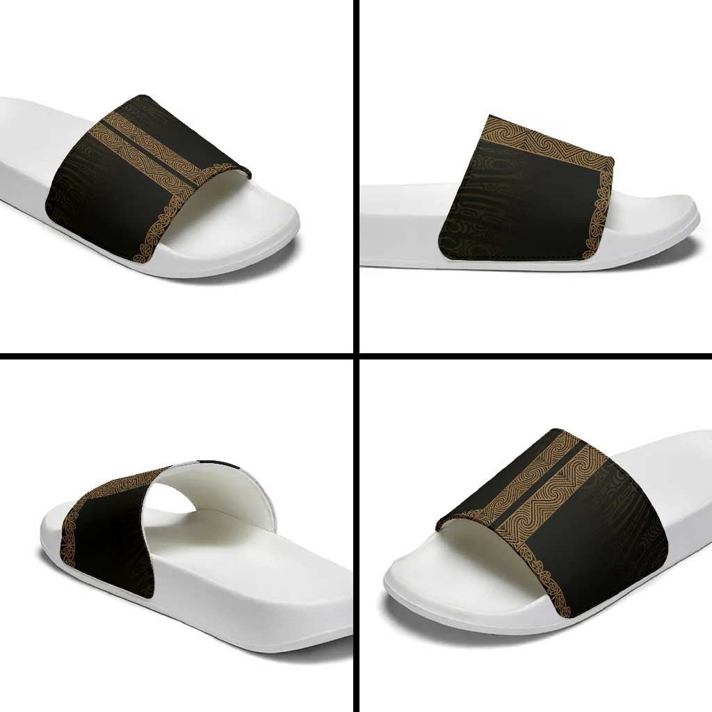 New Zealand Maori Kowhaiwhai Slide Sandals Parauri Maui and Mangopare LT9 - Polynesian Pride