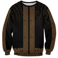 New Zealand Maori Kowhaiwhai Sweatshirt Parauri Maui and Mangopare LT9 Unisex Brown - Polynesian Pride