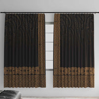 New Zealand Maori Kowhaiwhai Window Curtain Parauri Maui and Mangopare LT9 With Hooks Brown - Polynesian Pride