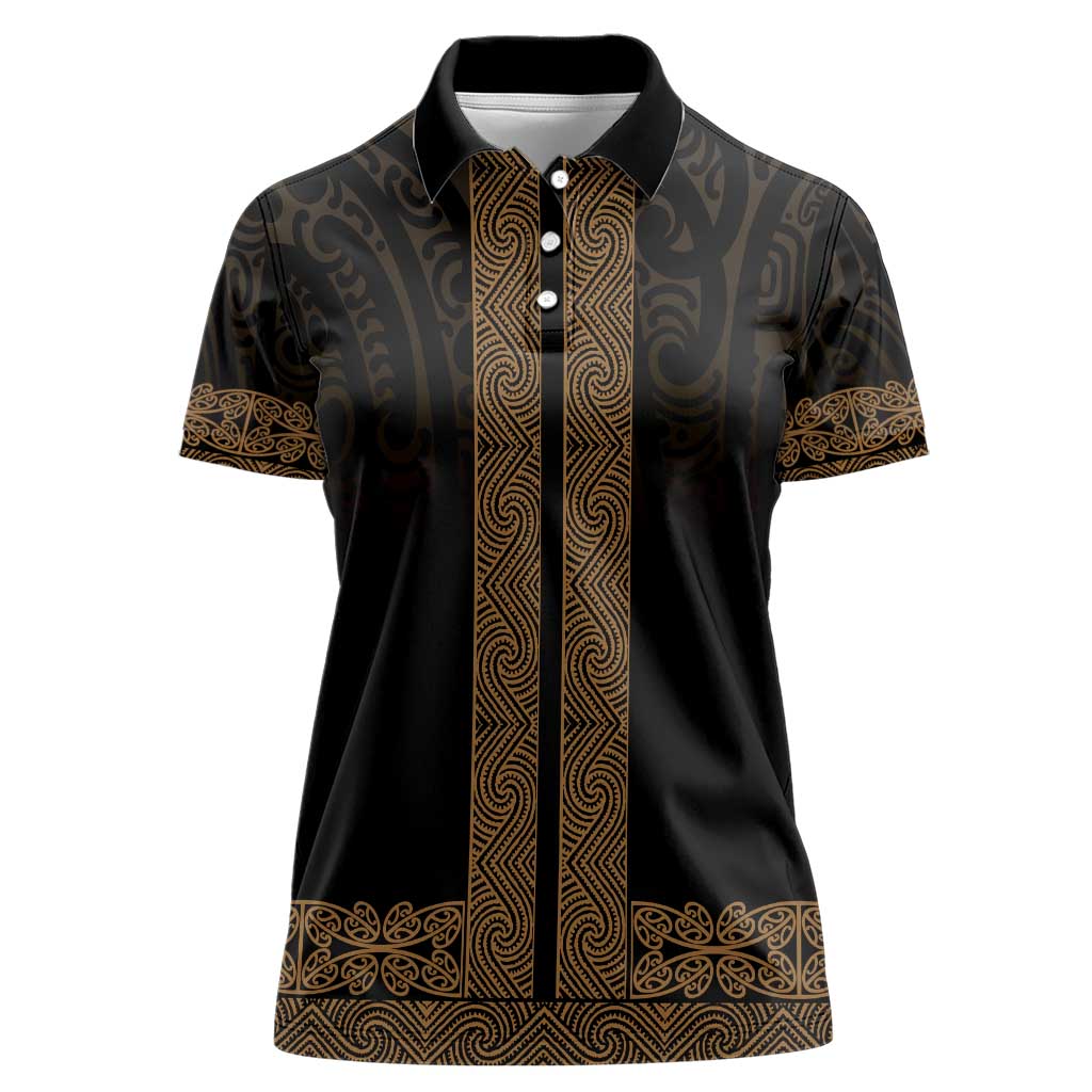 New Zealand Maori Kowhaiwhai Women Polo Shirt Parauri Maui and Mangopare