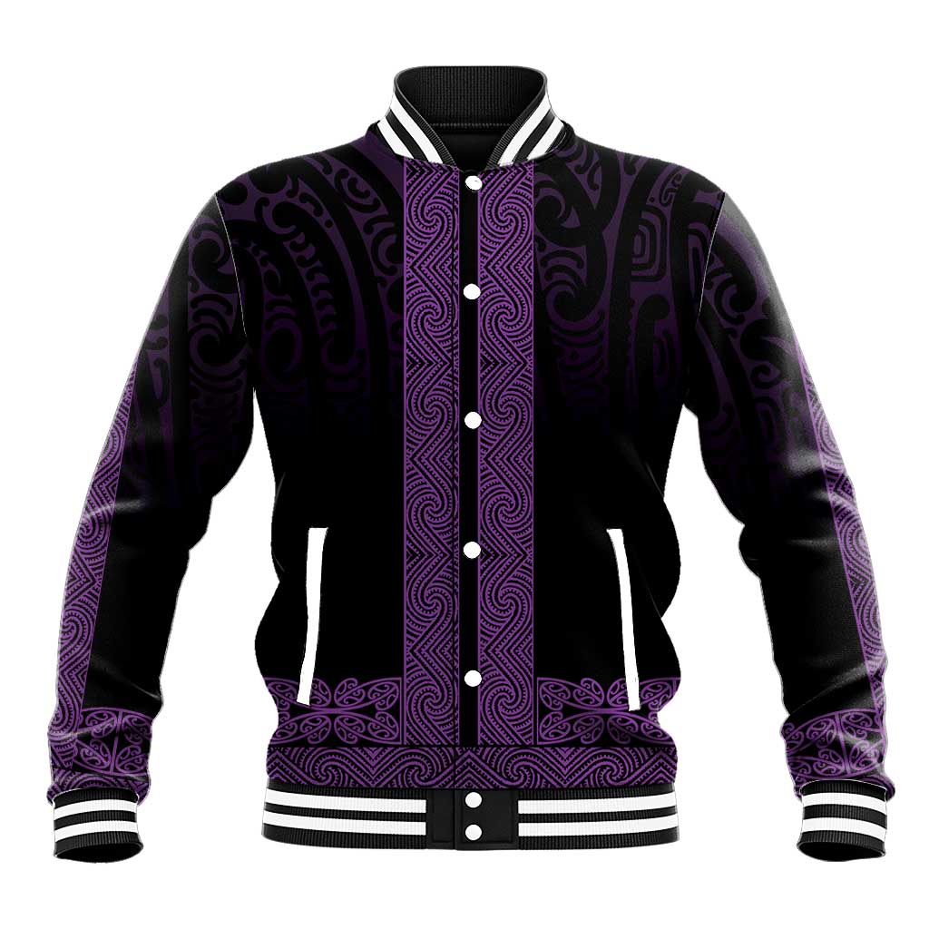 New Zealand Maori Kowhaiwhai Baseball Jacket Waiporoporo Maui and Mangopare LT9 Unisex Purple - Polynesian Pride