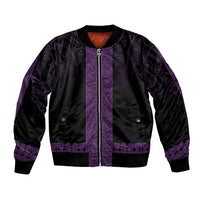 New Zealand Maori Kowhaiwhai Bomber Jacket Waiporoporo Maui and Mangopare LT9 Unisex Purple - Polynesian Pride
