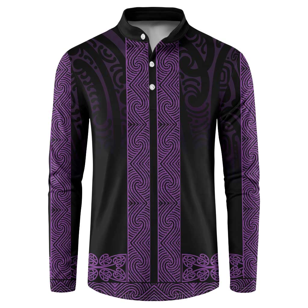 New Zealand Maori Kowhaiwhai Button Sweatshirt Waiporoporo Maui and Mangopare LT9 Purple - Polynesian Pride