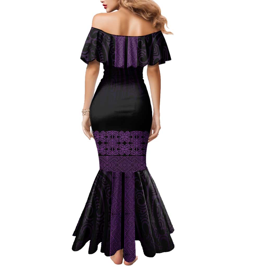 New Zealand Maori Kowhaiwhai Family Matching Mermaid Dress and Hawaiian Shirt Waiporoporo Maui and Mangopare