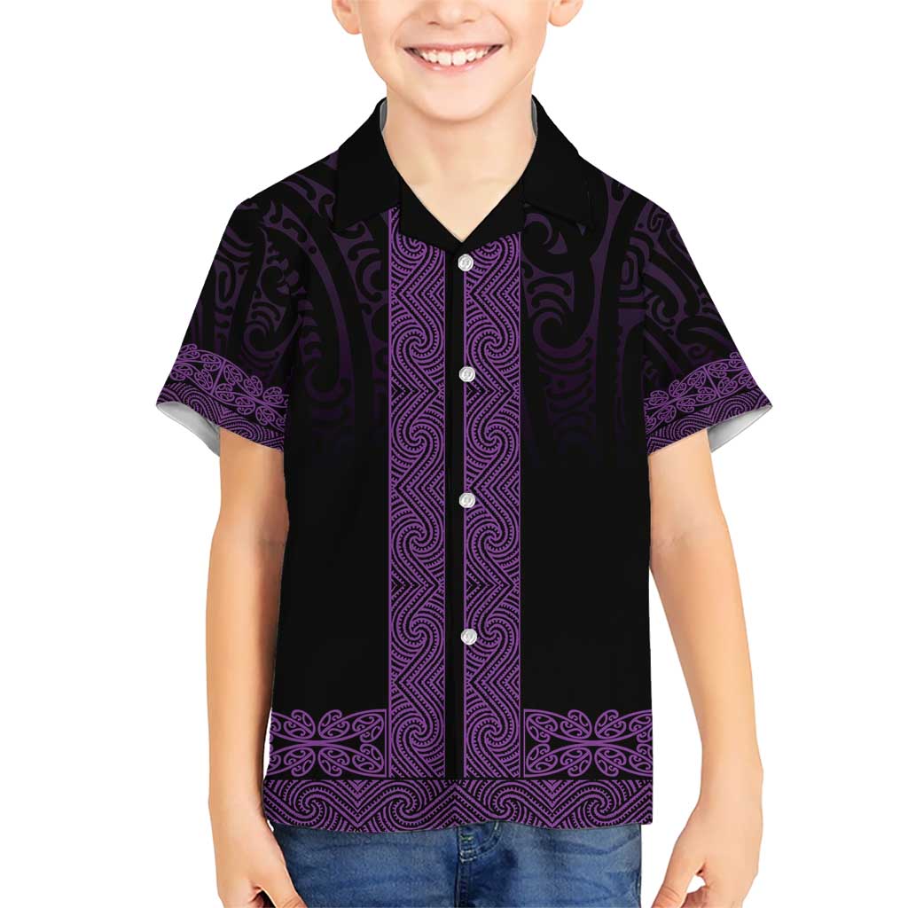 New Zealand Maori Kowhaiwhai Kid Hawaiian Shirt Waiporoporo Maui and Mangopare LT9 Kid Purple - Polynesian Pride
