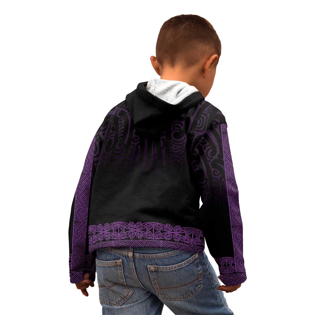 New Zealand Maori Kowhaiwhai Kid Hoodie Waiporoporo Maui and Mangopare