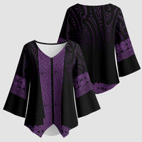 New Zealand Maori Kowhaiwhai Kimono Sleeve Blouse Waiporoporo Maui and Mangopare - Polynesian Pride