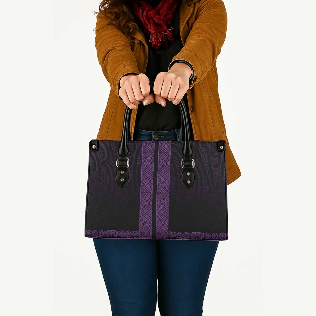 New Zealand Maori Kowhaiwhai Leather Bag Waiporoporo Maui and Mangopare - Polynesian Pride