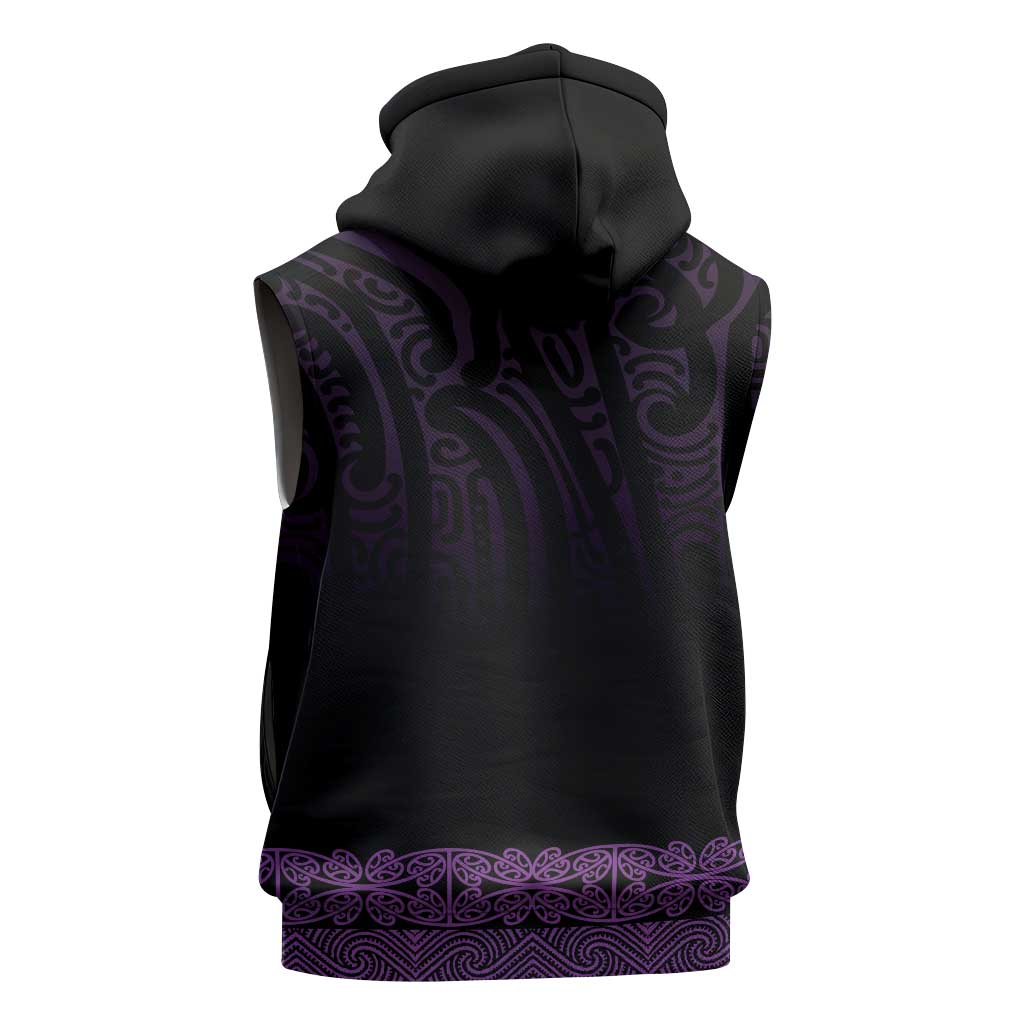 New Zealand Maori Kowhaiwhai Sleeveless Hoodie Waiporoporo Maui and Mangopare - Polynesian Pride