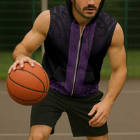 New Zealand Maori Kowhaiwhai Sleeveless Zip Hoodie Waiporoporo Maui and Mangopare - Polynesian Pride